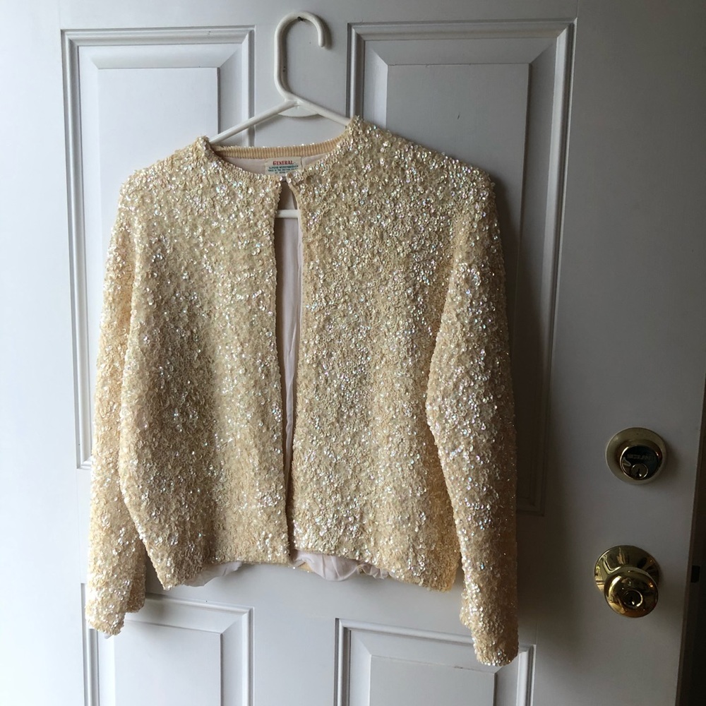 Vintage Cream Sequin Shell